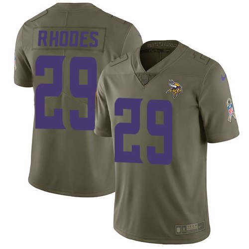Nike Vikings 29 Xavier Rhodes Olive Salute To Service Limited Jersey
