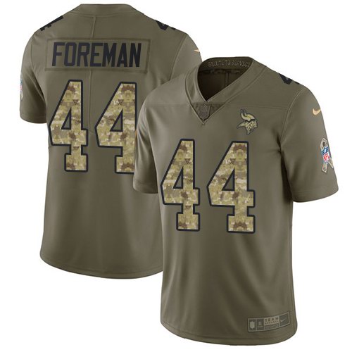 Nike Vikings 44 Chuck Foreman Olive Camo Youth Vapor Untouchable Limited Jersey