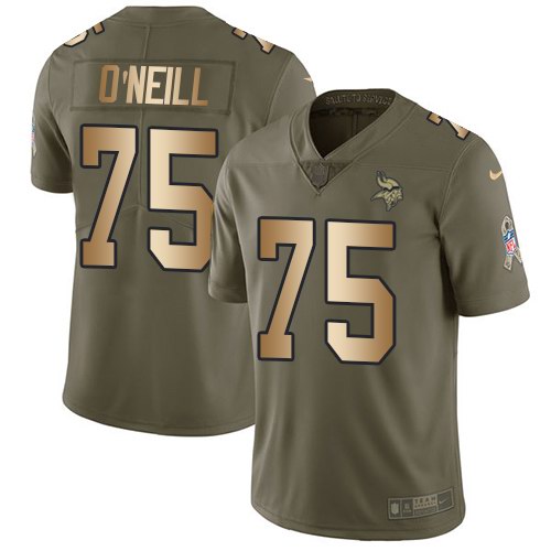 Nike Vikings 75 Brian O'Neill Olive Gold Salute To Service Limited Jersey