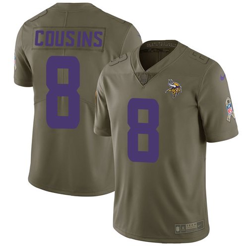 Nike Vikings 8 Kirk Cousins Olive Salute To Service Limited Jersey