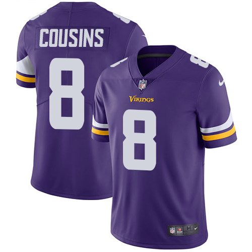 Nike Vikings 8 Kirk Cousins Purple Vapor Untouchable Limited Jersey