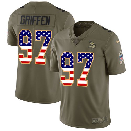 Nike Vikings 97 Everson Griffen Olive USA Flag Salute To Service Limited Jersey