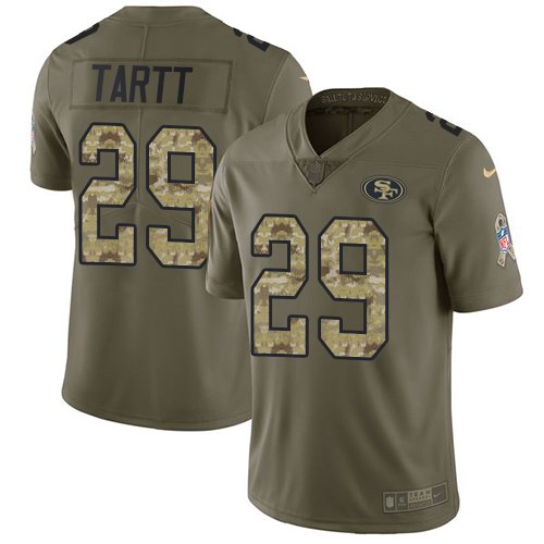 Nike 49ers 29 Jaquiski Tartt Olive Camo Salute To Service Limited Jersey