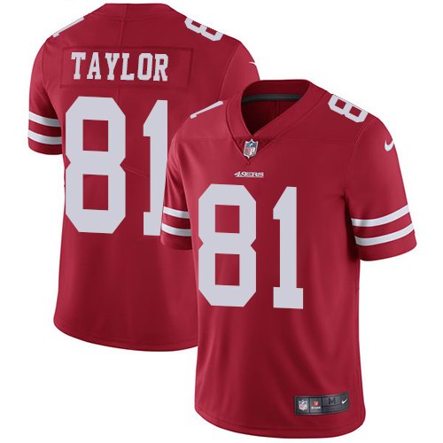 Nike 49ers 81 Trent Taylor Red Vapor Untouchable Limited Jersey - Click Image to Close