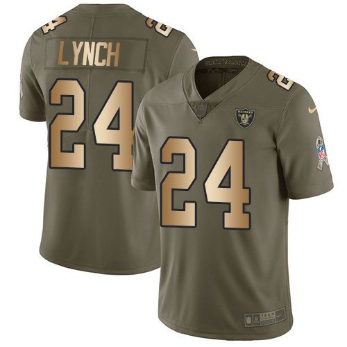 Nike Raiders 24 Marshawn Lynch Olive Gold Salute To Service Limited Jersey