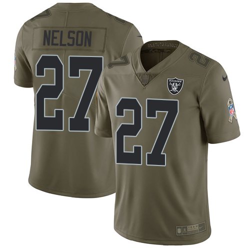 Nike Raiders 27 Reggie Nelson Olive Salute To Service Limited Jersey