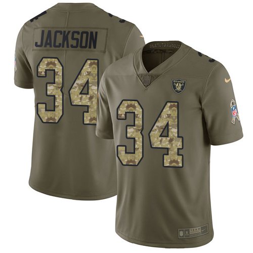Nike Raiders 34 Bo Jackson Olive Camo Salute To Service Limited Jersey