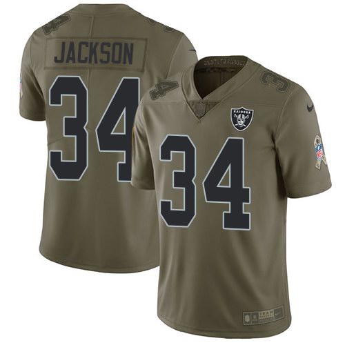 Nike Raiders 34 Bo Jackson Olive Salute To Service Limited Jersey