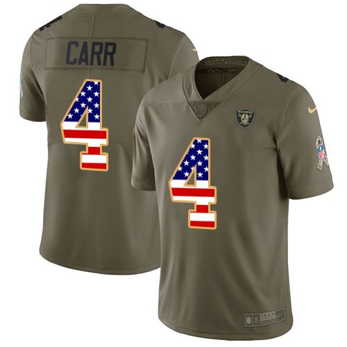 Nike Raiders 4 Derek Carr Olive USA Flag Salute To Service Limited Jersey