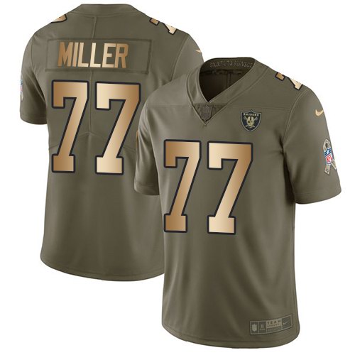 Nike Raiders 77 Kolton Miller Olive Gold Salute To Service Limited Jersey
