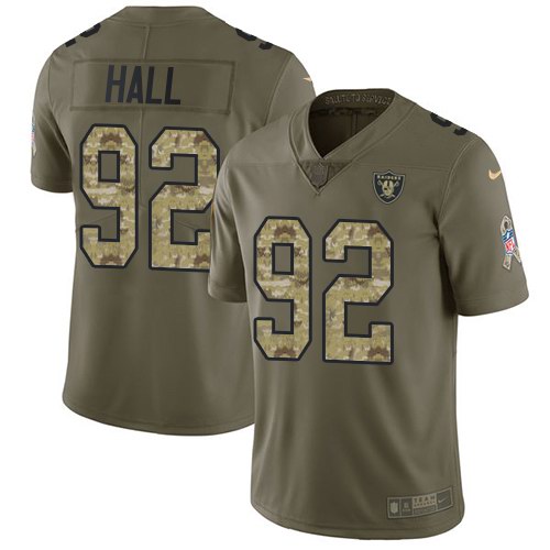 Nike Raiders 92 P. J. Hall Olive Camo Salute To Service Limited Jersey