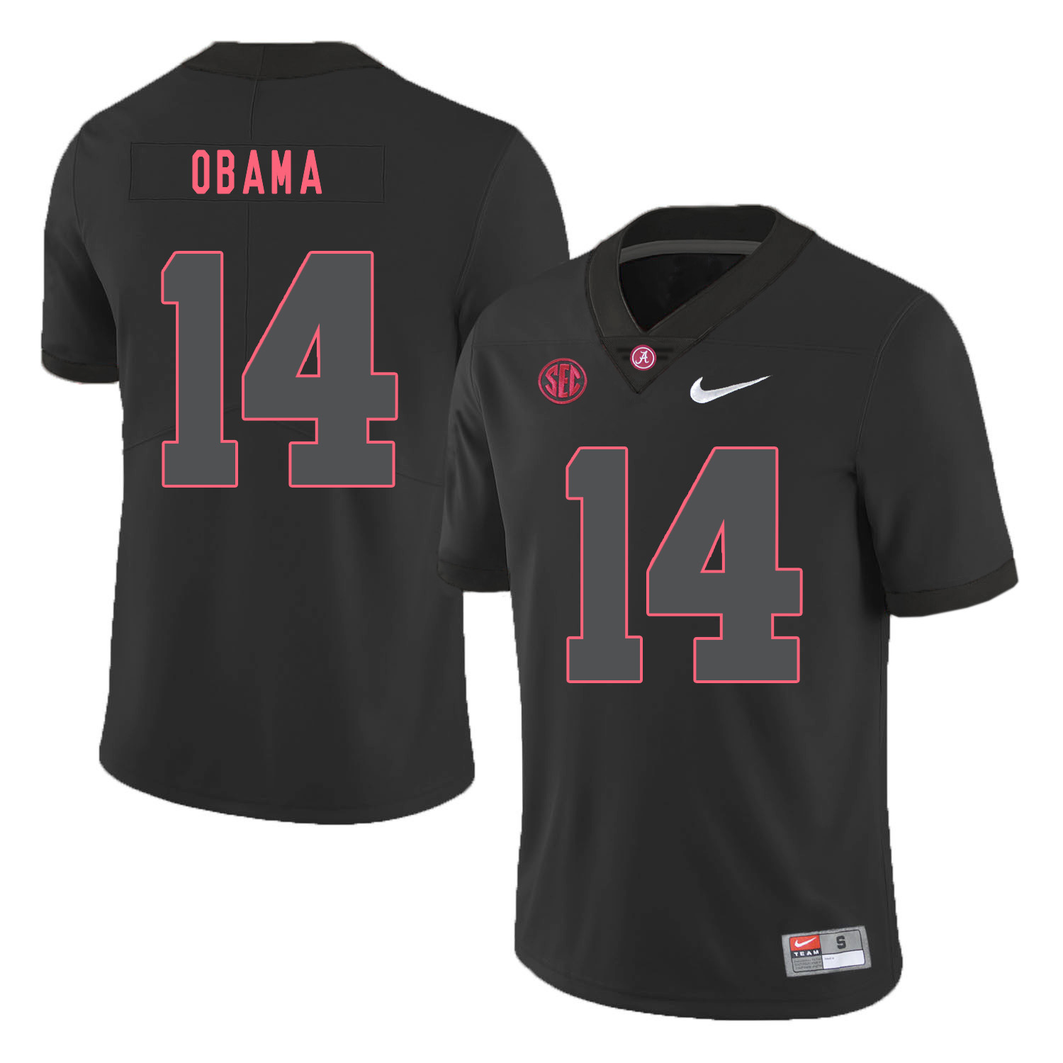 Alabama Crimson Tide 14 Barack Obama Black Shadow Nike College Football Jersey