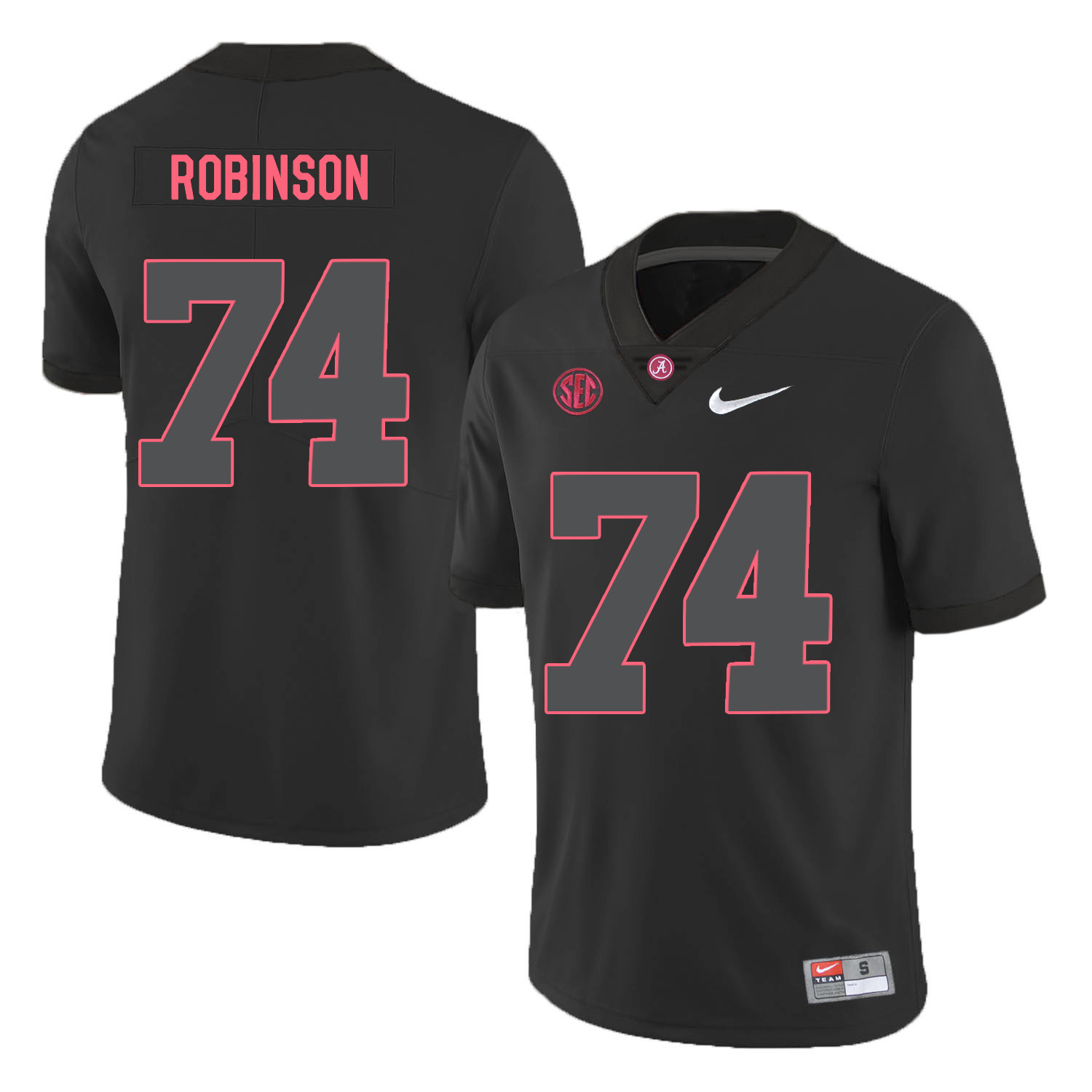 Alabama Crimson Tide 74 Cam Robinson Black Shadow Nike College Football Jersey