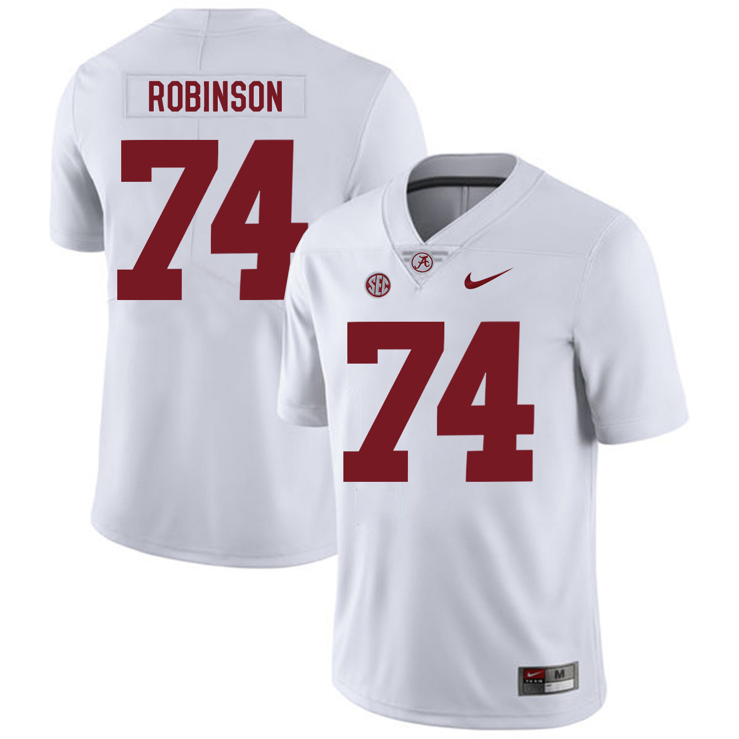 Alabama Crimson Tide 74 Cam Robinson White Nike College Football Jersey