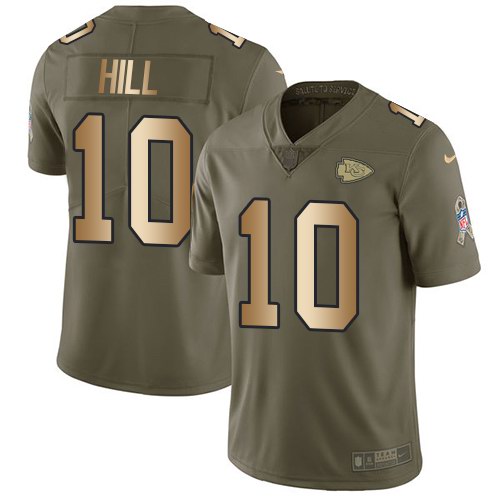 Nike Chiefs 10 Tyreek Hill Olive Gold Salute To Service Limited Jersey