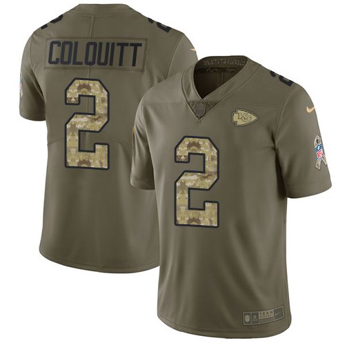Nike Chiefs 2 Dustin Colquitt Olive Camo Salute To Service Limited Jersey