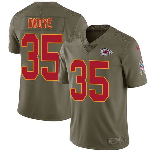 Nike Chiefs 35 Christian Okoye Olive Salute To Service Limited Jersey