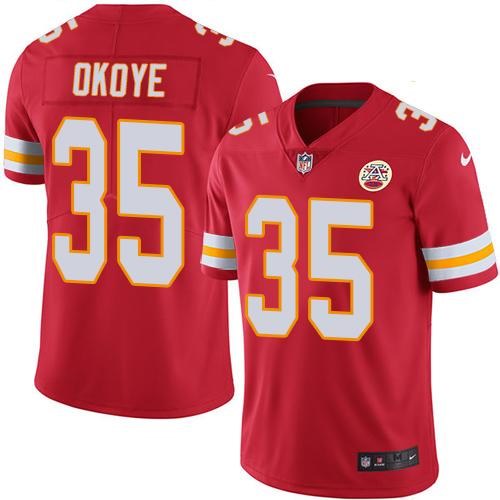 Nike Chiefs 35 Christian Okoye Red Youth Vapor Untouchable Limited Jersey
