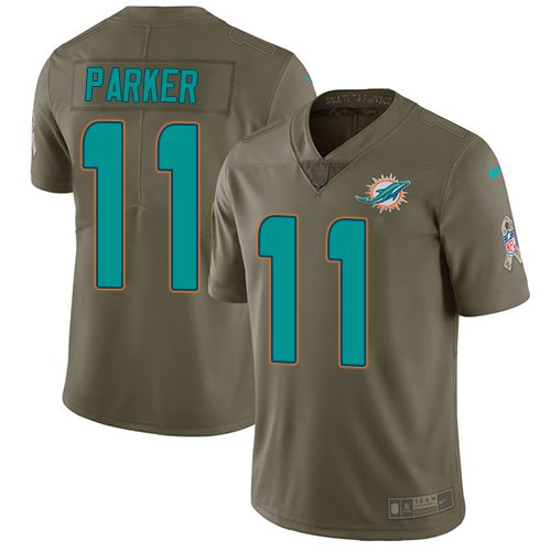 Nike Dolphins 11 DeVante Parker Olive Salute To Service Limited Jersey