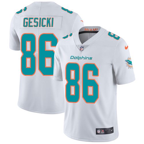 Nike Dolphins 86 Mike Gesicki White Vapor Untouchable Limited Jersey - Click Image to Close