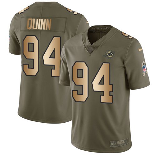 Nike Dolphins 94 Robert Quinn Olive Gold Salute To Service Limited Jersey