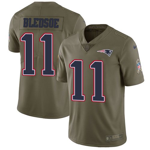 Nike Patriots 11 Drew Bledsoe Olive Salute To Service Limited Jersey