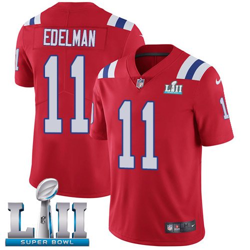 Nike Patriots 11 Julian Edelman Red 2018 Super Bowl LII Youth Vapor Untouchable Limited Jersey