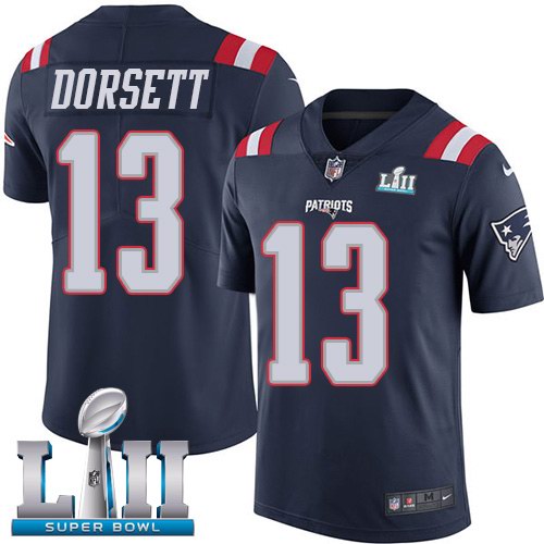 Nike Patriots 13 Phillip Dorsett Navy 2018 Super Bowl LII Youth Color Rush Limited Jersey