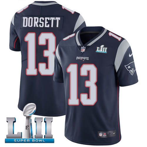 Nike Patriots 13 Phillip Dorsett Navy 2018 Super Bowl LII Youth Vapor Untouchable Limited Jersey - Click Image to Close