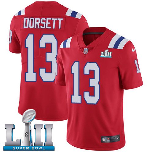 Nike Patriots 13 Phillip Dorsett Red Alternate 2018 Super Bowl LII Vapor Untouchable Limited Jersey