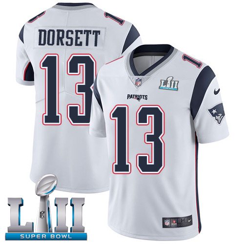 Nike Patriots 13 Phillip Dorsett White 2018 Super Bowl LII Vapor Untouchable Limited Jersey