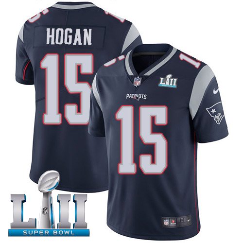 Nike Patriots 15 Chris Hogan Navy 2018 Super Bowl LII Youth Vapor Untouchable Limited Jersey