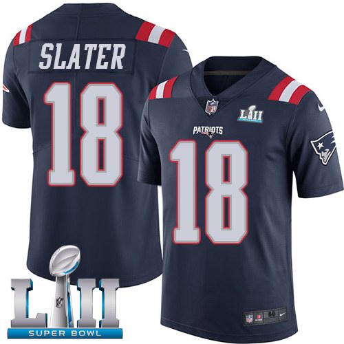 Nike Patriots 18 Matt Slater Navy 2018 Super Bowl LII Color Rush Limited Jersey
