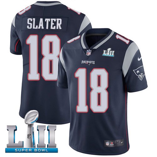 Nike Patriots 18 Matt Slater Navy 2018 Super Bowl LII Youth Vapor Untouchable Limited Jersey