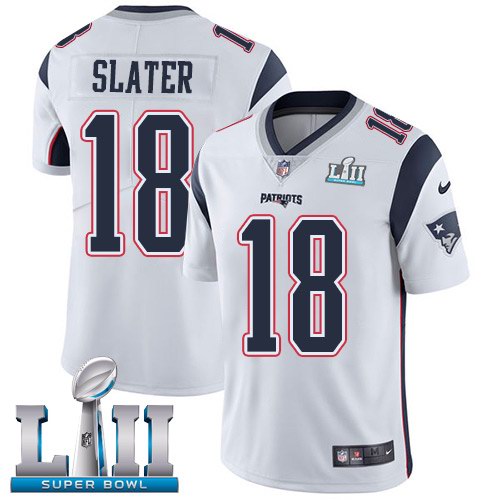 Nike Patriots 18 Matt Slater White 2018 Super Bowl LII Youth Vapor Untouchable Limited Jersey