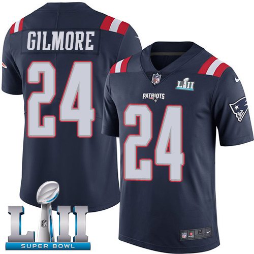 Nike Patriots 24 Stephon Gilmore Navy 2018 Super Bowl LII Color Rush Limited Jersey