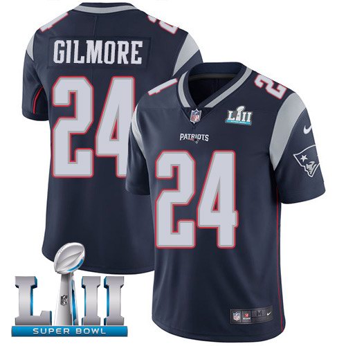 Nike Patriots 24 Stephon Gilmore Navy 2018 Super Bowl LII Youth Vapor Untouchable Limited Jersey