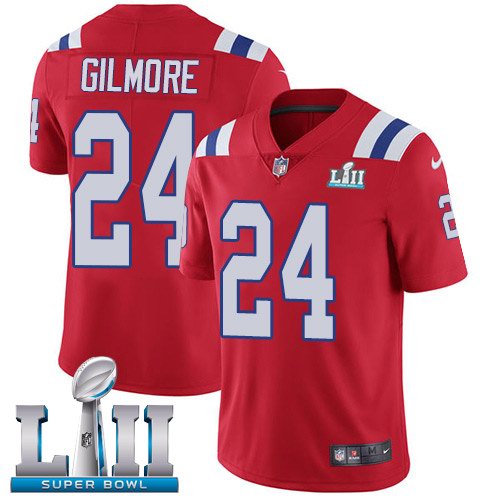 Nike Patriots 24 Stephon Gilmore Red Alternate 2018 Super Bowl LII Vapor Untouchable Limited Jersey