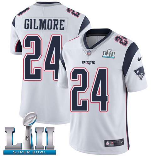 Nike Patriots 24 Stephon Gilmore White2018 Super Bowl LII Vapor Untouchable Limited Jersey