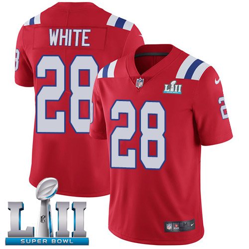 Nike Patriots 28 James White Red Alternate 2018 Super Bowl LII Youth Vapor Untouchable Limited Jersey