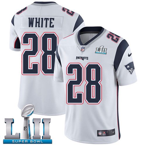 Nike Patriots 28 James White White 2018 Super Bowl LII Youth Vapor Untouchable Limited Jersey