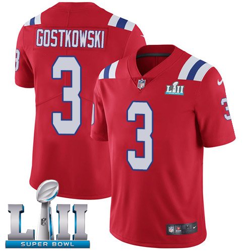 Nike Patriots 3 Stephen Gostkowski Red 2018 Super Bowl LII Youth Vapor Untouchable Limited Jersey