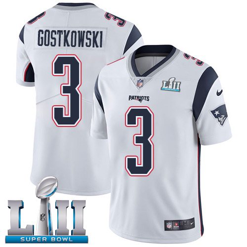 Nike Patriots 3 Stephen Gostkowski White 2018 Super Bowl LII Youth Vapor Untouchable Limited Jersey