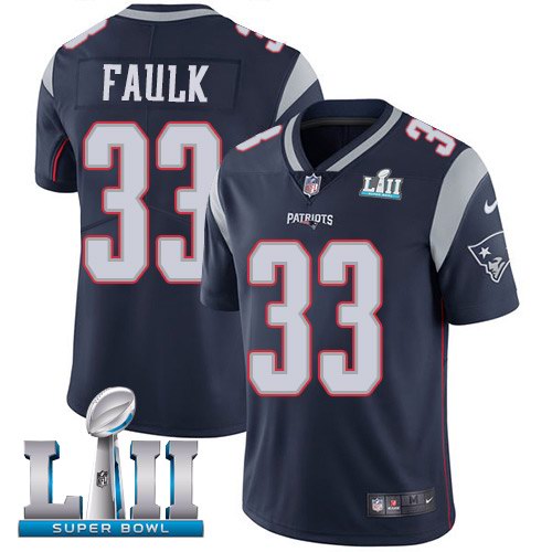 Nike Patriots 33 Kevin Faulk Navy 2018 Super Bowl LII Vapor Untouchable Limited Jersey