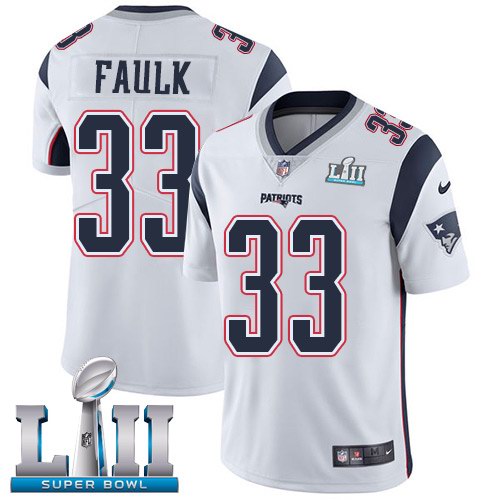 Nike Patriots 33 Kevin Faulk White 2018 Super Bowl LII Vapor Untouchable Limited Jersey - Click Image to Close