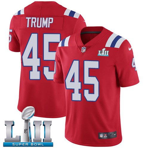 Nike Patriots 45 Donald Trump Red Alternate 2018 Super Bowl LII Vapor Untouchable Limited Jersey
