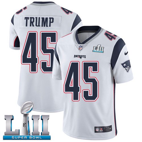 Nike Patriots 45 Donald Trump White 2018 Super Bowl LII Vapor Untouchable Limited Jersey