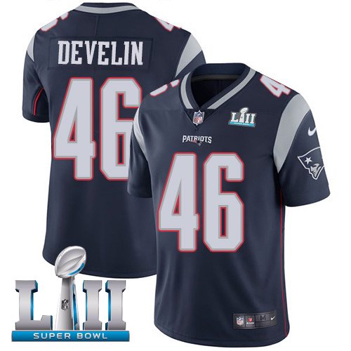 Nike Patriots 46 James Develin Navy 2018 Super Bowl LII Vapor Untouchable Limited Jersey