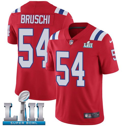Nike Patriots 54 Tedy Bruschi Red Alternate 2018 Super Bowl LII Vapor Untouchable Limited Jersey