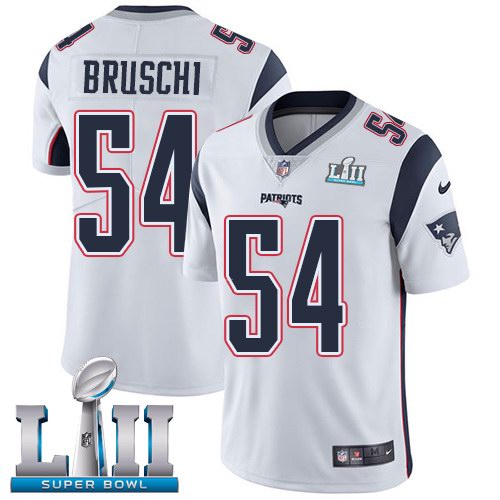 Nike Patriots 54 Tedy Bruschi White 2018 Super Bowl LII Youth Vapor Untouchable Limited Jersey